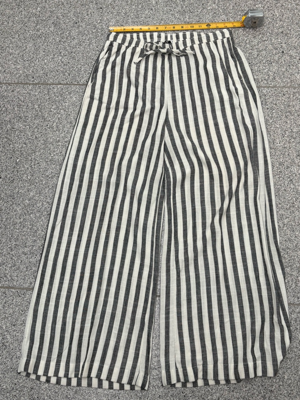 H&M Black and White Striped Wide-Leg Pants